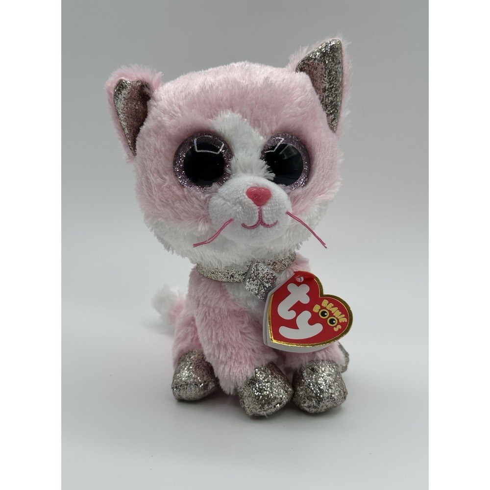 TY Silk Beanie Boos Plush FIONA the Pink CAT 6"  NEW with tags